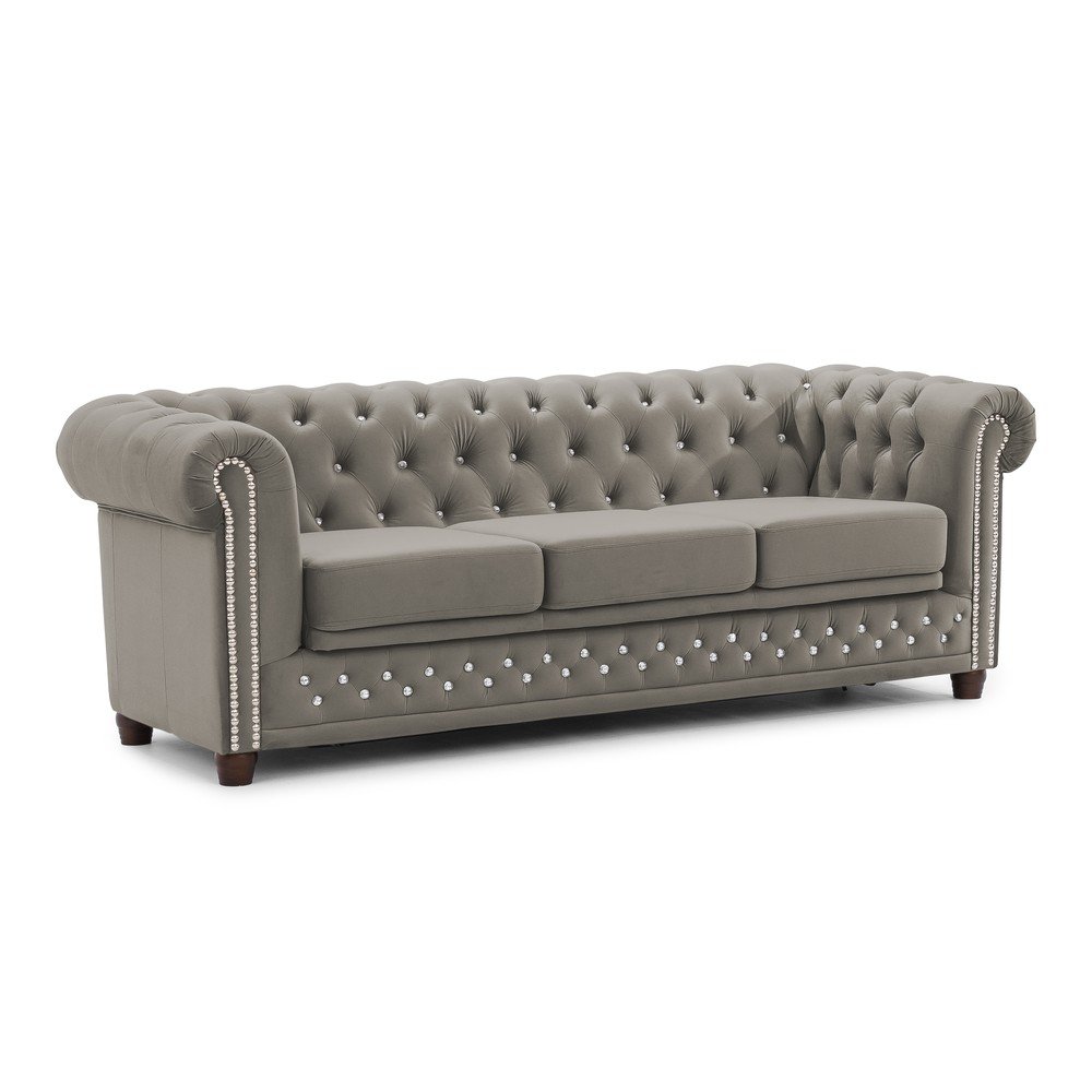 Sivá zamatová rozkladacia pohovka 203 cm York Blik – Ropez