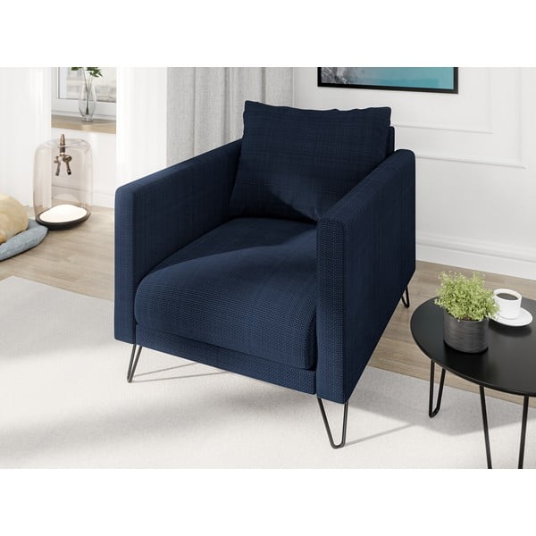 Tmavomodré ženilkové kreslo Freya – Ropez-image-3