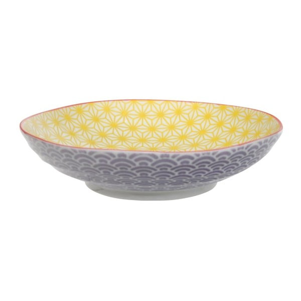 Fialovo-žltý porcelánový tanier na cestoviny Tokyo Design Studio Star / Wave