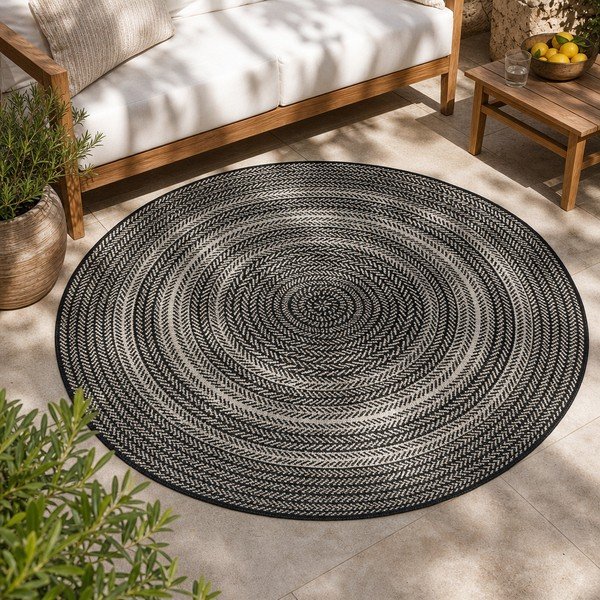 Čierny vonkajší koberec Universal Silvana Rutto, ⌀ 120 cm-image-4