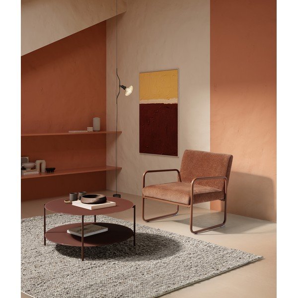 Okrúhly konferenčný stolík so sklenenou doskou v terakotovej farbe ø 83 cm Davi – MOME-image-1