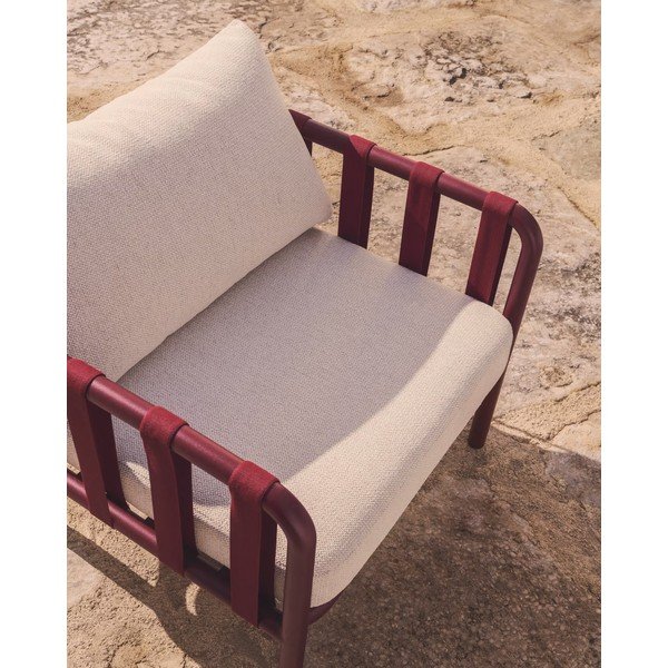 Červená/béžová hliníková záhradná lounge súprava pre 4 osoby Omala – Kave Home-image-4
