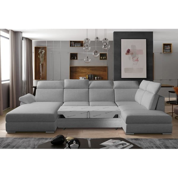 Svetlosivá rozkladacia rohová pohovka (pravý roh/do tvaru "U") Evanell – ELTAP-image-2