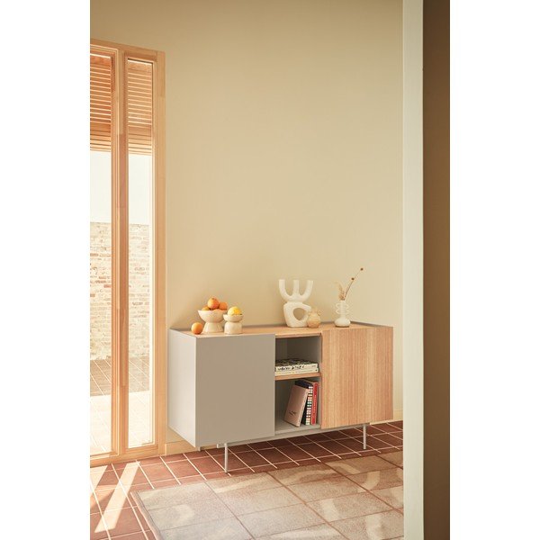 Nízka komoda v dekore duba v béžovo-prírodnej farbe 130x78 cm Otto – Teulat-image-1