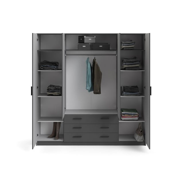 Tmavosivá šatníková skriňa 196x200 cm Sprint – Tvilum-image-2