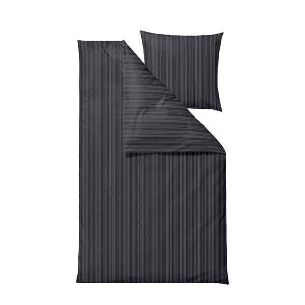 Antracitové damaškové predĺžené obliečky na dvojlôžko 200x220 cm Noble – Södahl