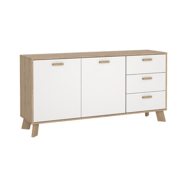 Biela/v prírodnej farbe komoda v dekore duba 147x73x39 cm Ikast – Tvilum-image-2