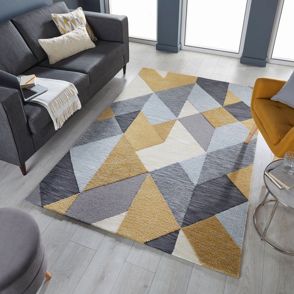 Sivo-žltý koberec Flair Rugs Icon, 120 x 170 cm-image-4