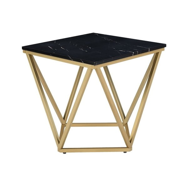 Odkladací stolík v zlatej farbe s čiernou doskou Monobeli Marble
