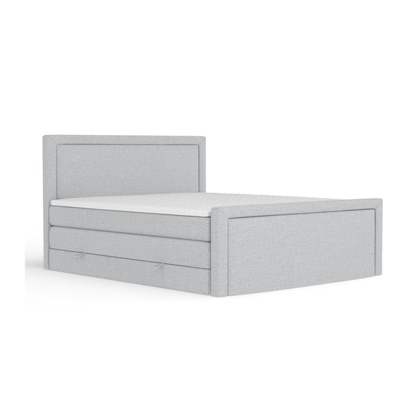 Svetlosivá boxspring posteľ s úložným priestorom 200x200 cm Lavenda – Maison de Rêve