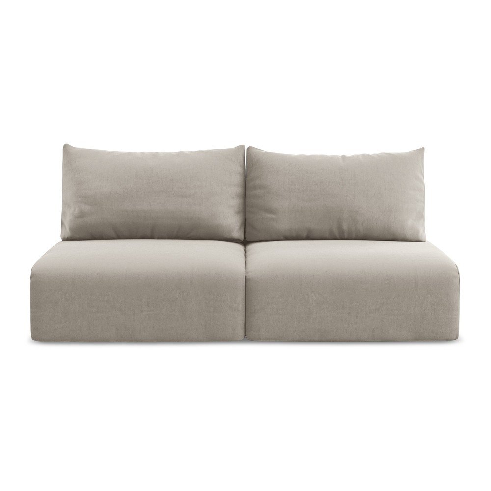 Taupe zamatová rozkladacia/s úložným priestorom pohovka 216 cm Kalena – Makamii