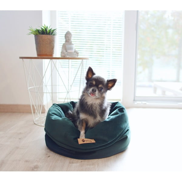 Tmavozelený zamatový pelech ø 40 cm Basket Royal - Petsy-image-2