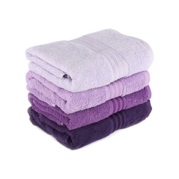 Sada 4 fialových bavlnených uterákov Foutastic, 50 × 90 cm-image-1
