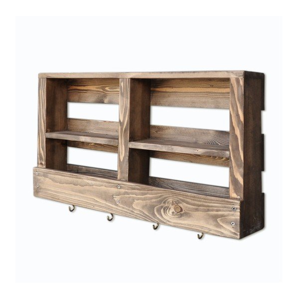 Drevená nástenná polica s háčikmi Ayako-image-2