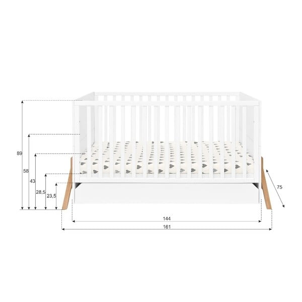 Biela detská postieľka so zásuvkou BELLAMY Lotta, 70 × 140 cm-image-3