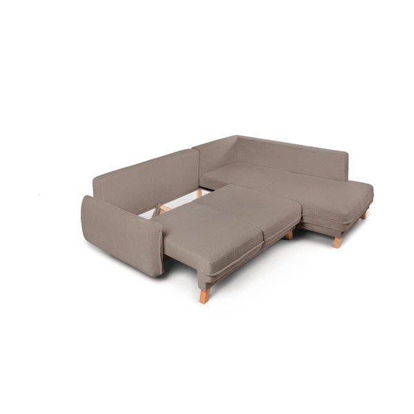 Taupe menčestrová rozkladacia/s úložným priestorom rohová pohovka (ľavý roh/do L) Tori – Bonami Selection-image-2