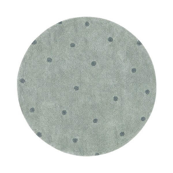 Svetlozelený prateľný ručne tkaný bavlnený detský koberec ø140 cm Round Dot Blue Sage – Lorena Canals