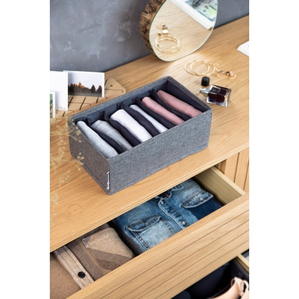 Sivý organizér do zásuvky s priehradkami Bigso Box of Sweden Drawer, 16,5 x 11 cm-image-3