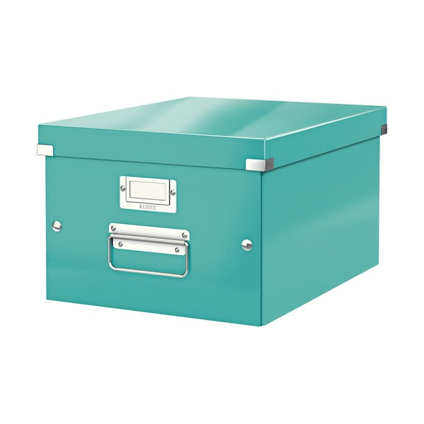 Zeleno-tyrkysový kartónový úložný box s vekom 28x37x20 cm Click&Store – Leitz