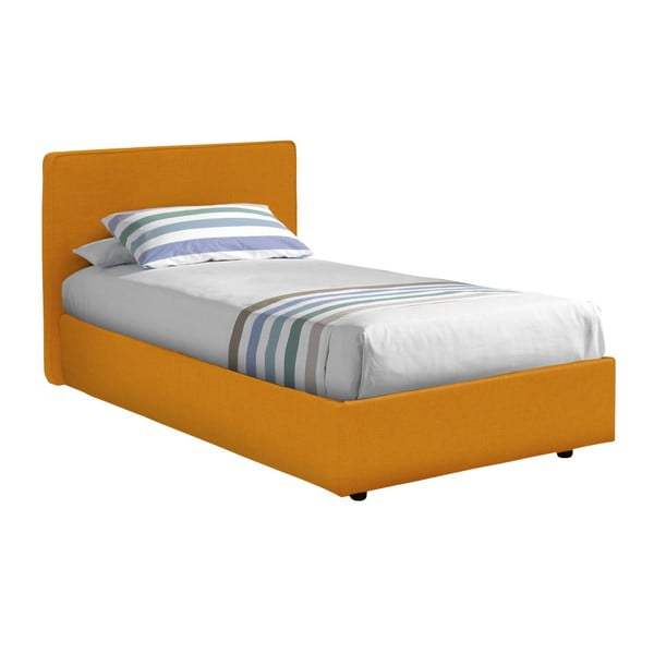 Oranžová jednolôžková posteľ s úložným priestorom a matracom 13Casa Ninfea, 80 x 190 cm