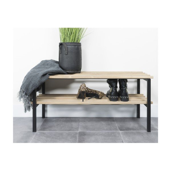 Čierna/v prírodnej farbe kovová skrinka na topánky 100x45x34 cm Rizzoli – Spinder Design-image-3