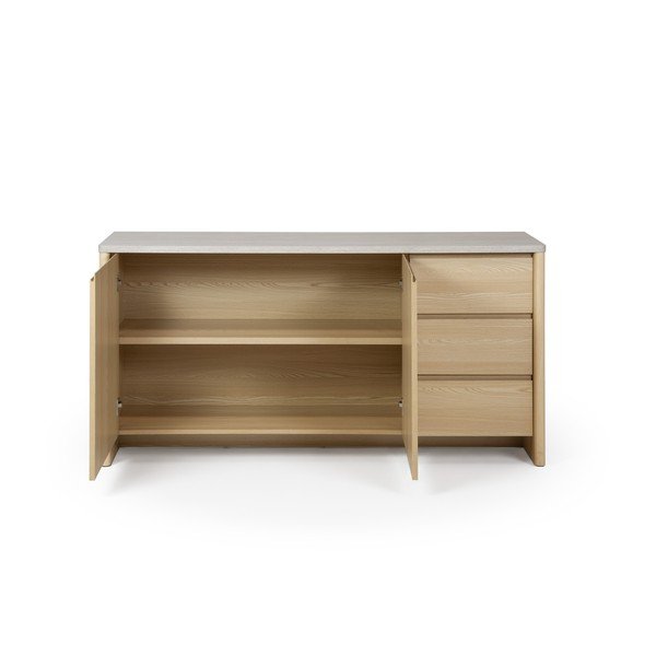 Biela/v svetlo prírodnej farbe komoda v dekore duba 163x80x45 cm Dore – Marckeric-image-2