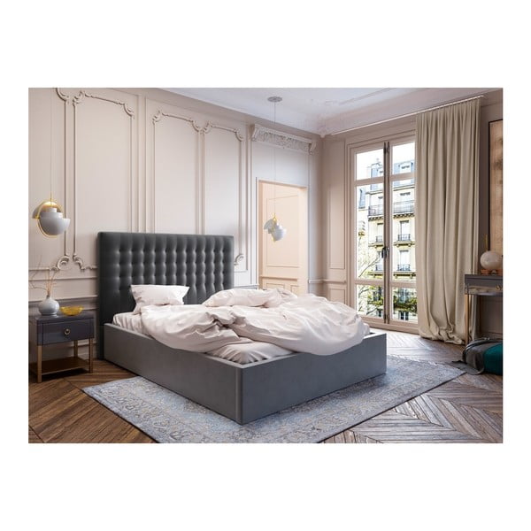 Tmavosivé čelo postele so zamatovým poťahom Windsor & Co Sofas Apollo, 160 × 120 cm-image-3