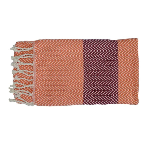 Oranžová ručne tkaná osuška z prémiovej bavlny Damla, 100 × 180 cm