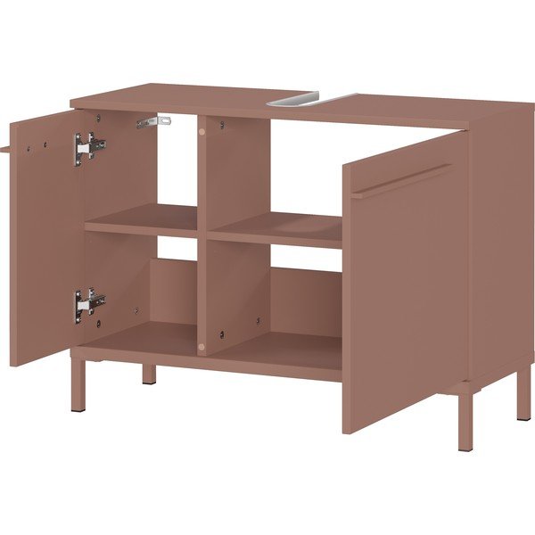 Hnedá matná skrinka pod umývadlo 80x59 cm Laurino – Germania-image-3