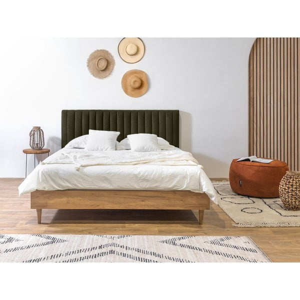 Tmavozelená/prírodná dvojlôžková posteľ s roštom 180x200 cm Oceane – Bobochic Paris-image-2