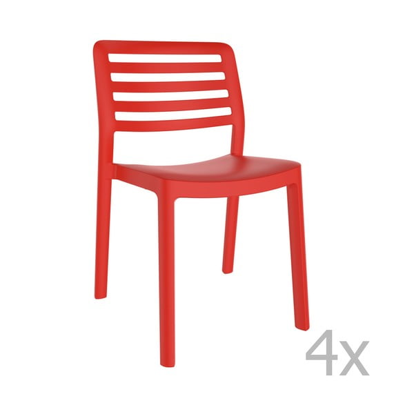 Sada 4 červených záhradných stoličiek Resol Wind