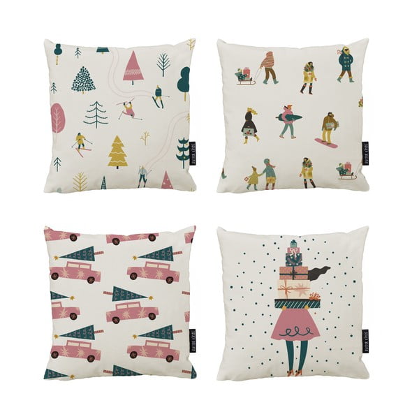 Obliečky na vankúše v súprave 4 ks s vianočným motívom 45x45 cm Holiday Mood – Butter Kings