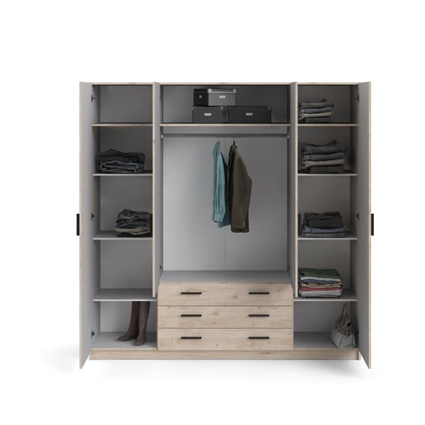 Šatníková skriňa v dekore duba v prírodnej farbe 196x200 cm Sprint – Tvilum-image-3