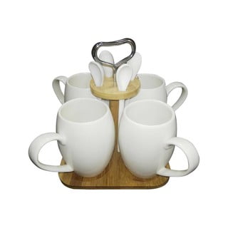 Kávový set z porcelánu a bambusu Suedo