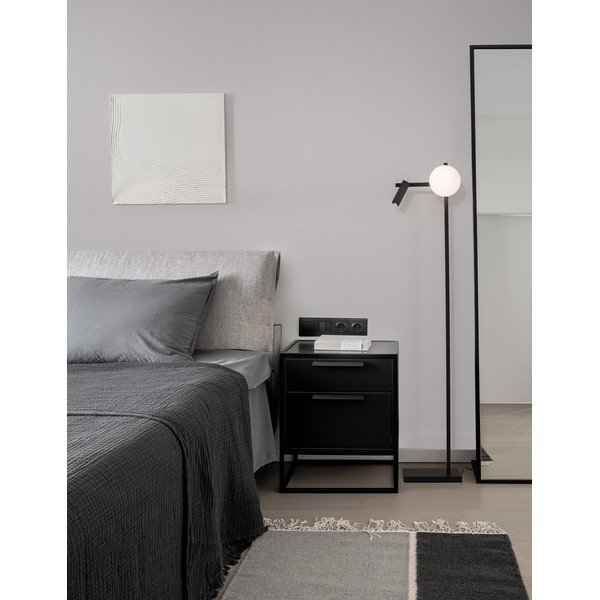 Biela/čierna kovová LED stojacia lampa s ohýbateľnou konštrukciou so skleneným tienidlom (výška  150 cm) Joline – Nova Luce-image-2
