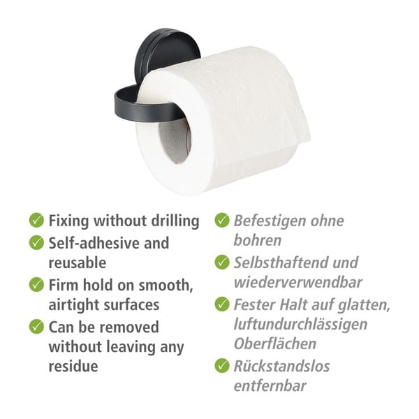Čierny držiak na toaletný papier Wenko Static-Loc® Pavia-image-3