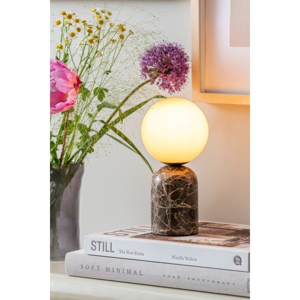 Tmavohnedá mramorová stolová lampa (výška  20 cm) Lazio Sphere – Leitmotiv-image-1