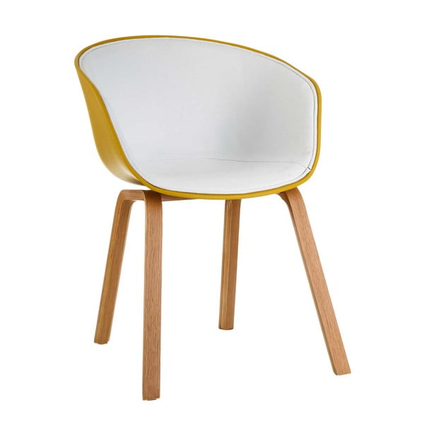 Žltá stolička s nohami z jedľového dreva Tropicho Modern