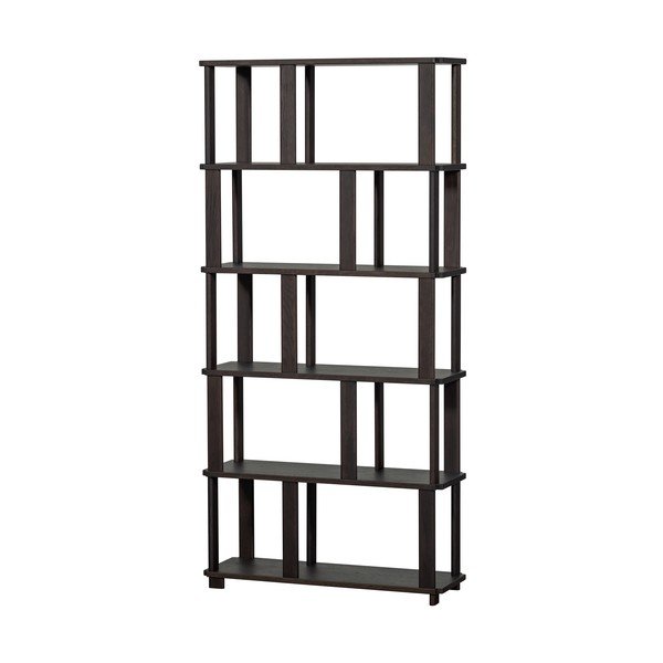 Tmavohnedá knižnica z dubového dreva 90x186x30 cm Riss – WOOOD-image-3