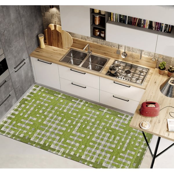 Zelený umývateľný behúň 55x115 cm Dama Verde – Floorita-image-1