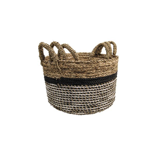 Súprava 3 úložných košíkov HSM collection Raffia Natural Gris-image-1
