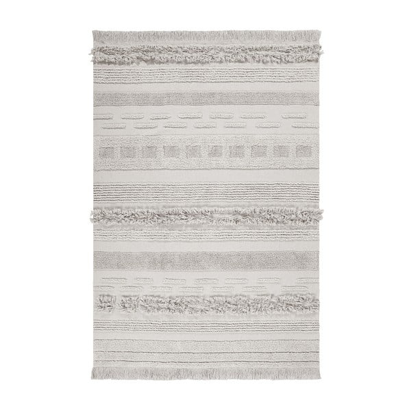 Svetlosivo-krémový prateľný ručne tkaný bavlnený koberec 140x200 cm Air Natural – Lorena Canals