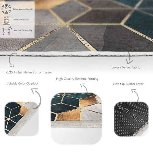 Bielo-petrolejový prateľný koberec 80x140 cm – Mila Home-image-3