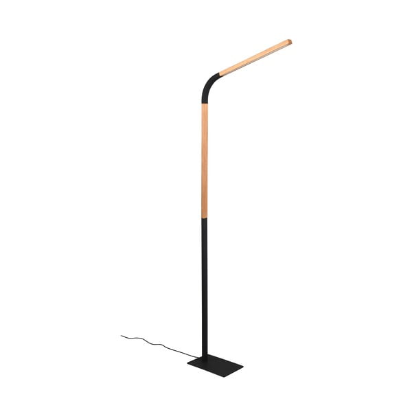 LED stojacia lampa v čiernej a prírodnej farbe s dreveným tienidlom (výška 169,5 cm) Norris – Trio-image-1