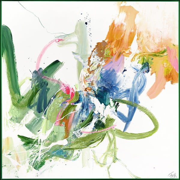 Obraz s ručne maľovanými prvkami 102x102 cm Confidential Green – Malerifabrikken