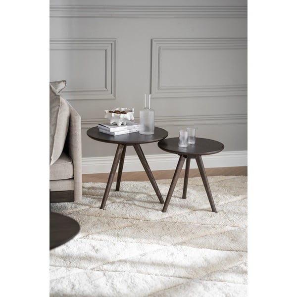 Okrúhle odkladacie stolíky v súprave 2 ks z dubového dreva ø 50 cm Yumi – Rowico-image-1