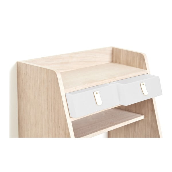 Nástenná polica z dubového dreva s 2 bielymi zásuvkami HARTÔ Suzon-image-4