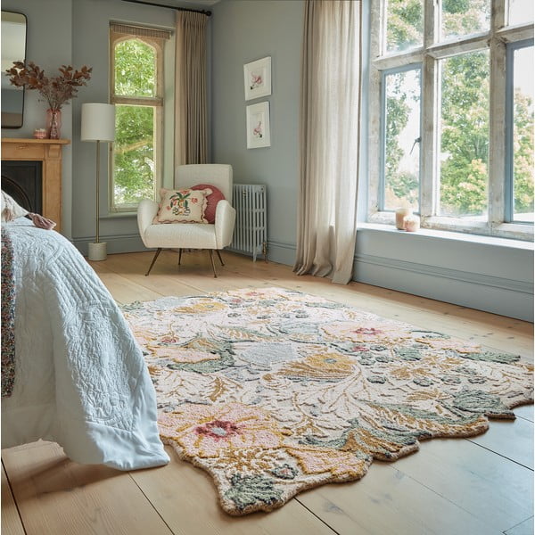 Svetloružový ručne tkaný vlnený koberec 160x230 cm Daphne Shaped Floral – Flair Rugs-image-1