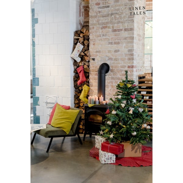 Látková vianočná pančucha Christmas Print Natural – Linen Tales-image-3