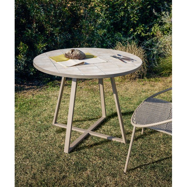 Okrúhly záhradný jedálenský stôl s keramickou doskou ø 90 cm Tella – Kave Home-image-1